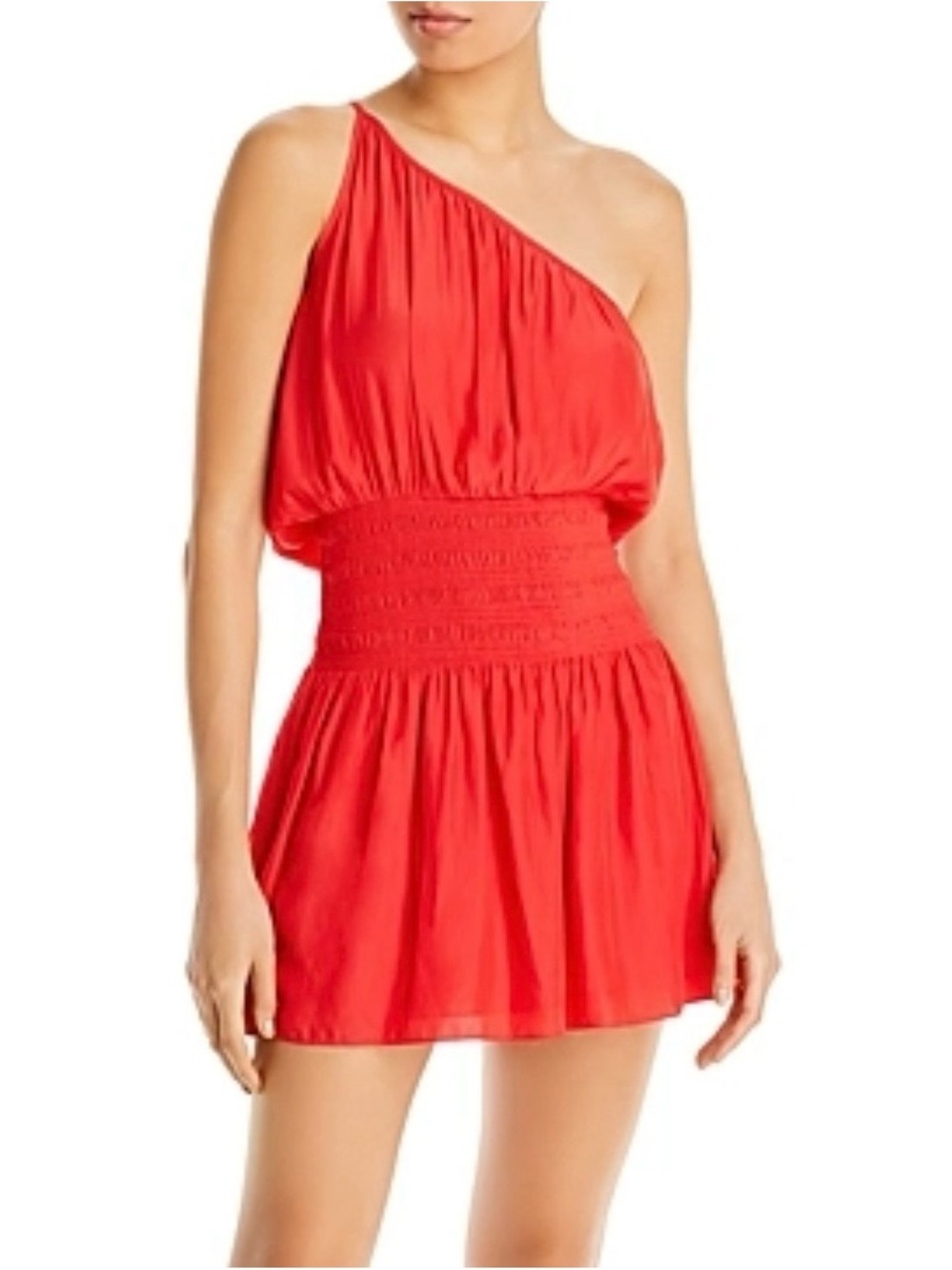 NWT Ramy Brook Leila Dress One Shoulder Formal Designer Red Orange Mini Dress